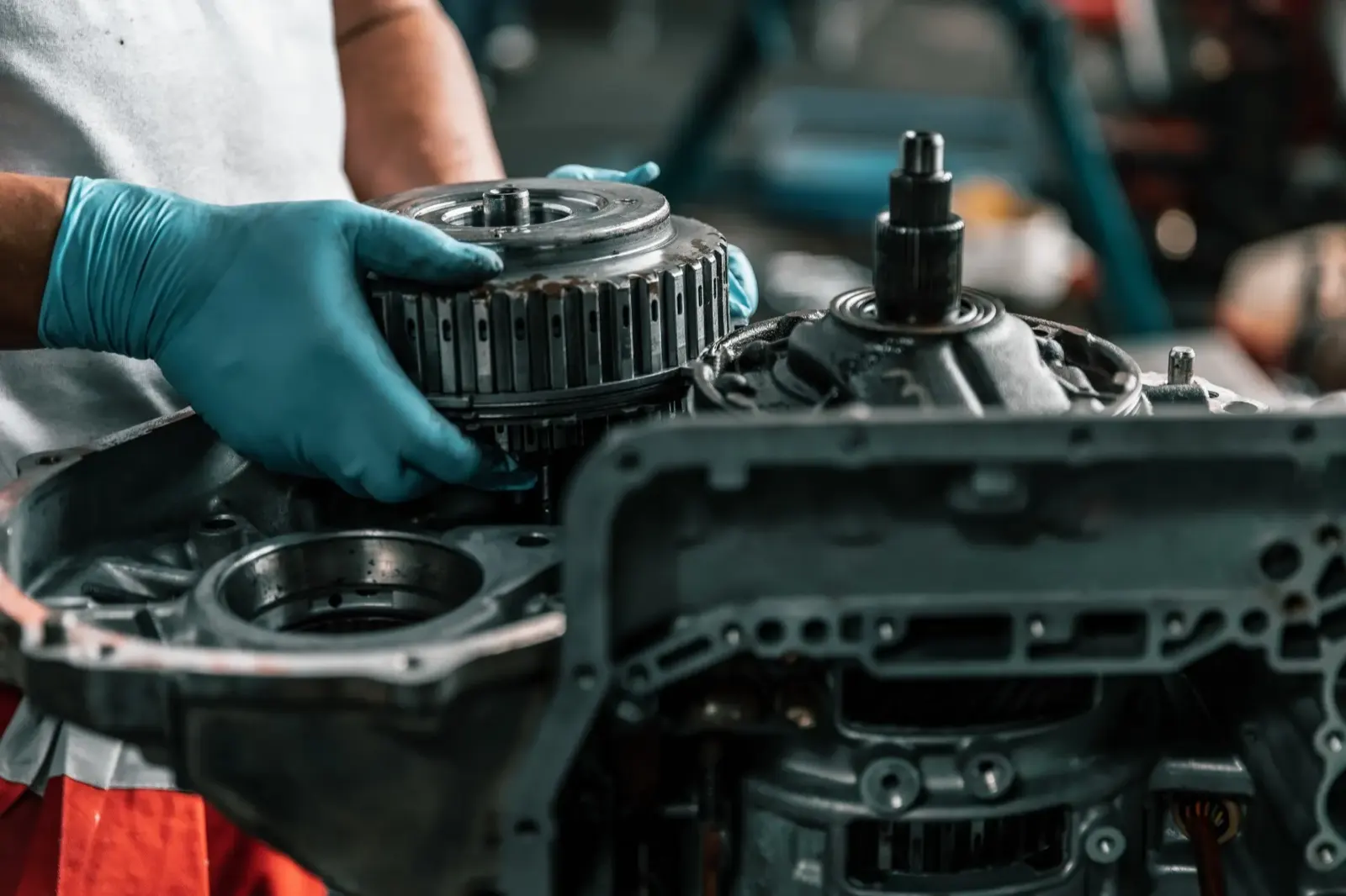 Technician diagnosing a vehicle in the shop