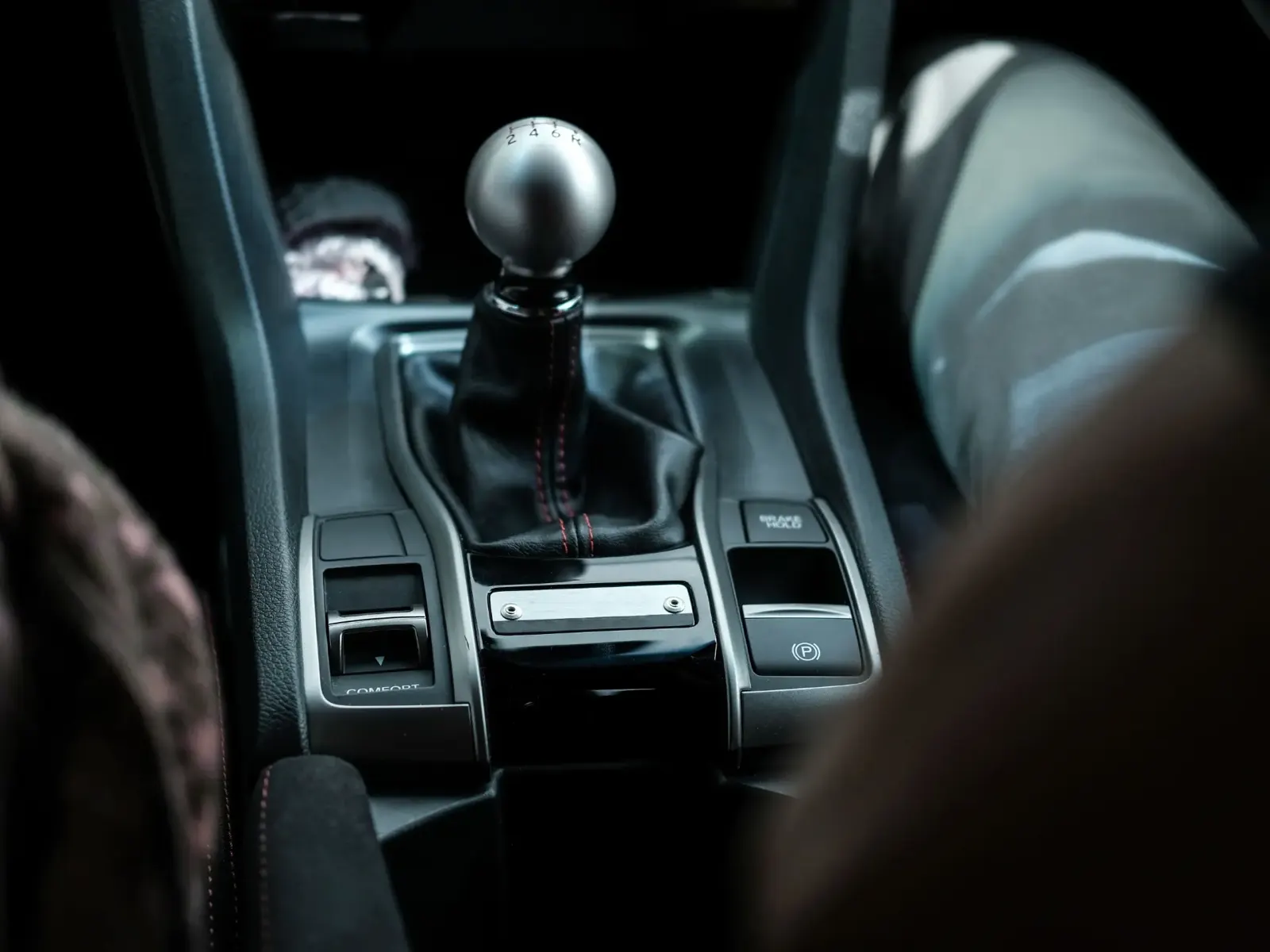 Close-up of a modern car transmission